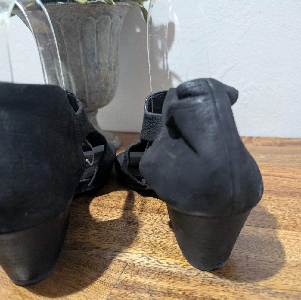 Eileen Fisher Black Leather  Iris‎ Sandals Wedges Size 8.5